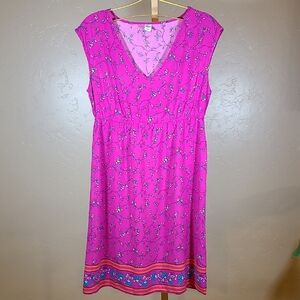 Old Navy Dark Pink Floral Midi Dress Medium